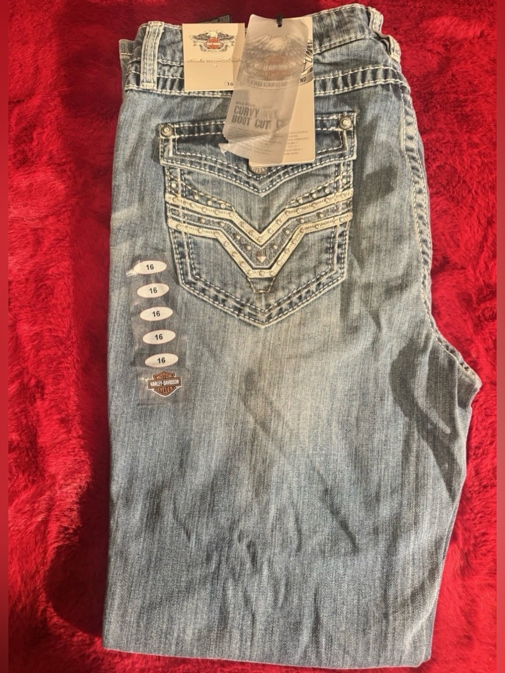 Harley-Davidson Women’s Curvy Boot Cut Rhinestone Jeans 6R NWT